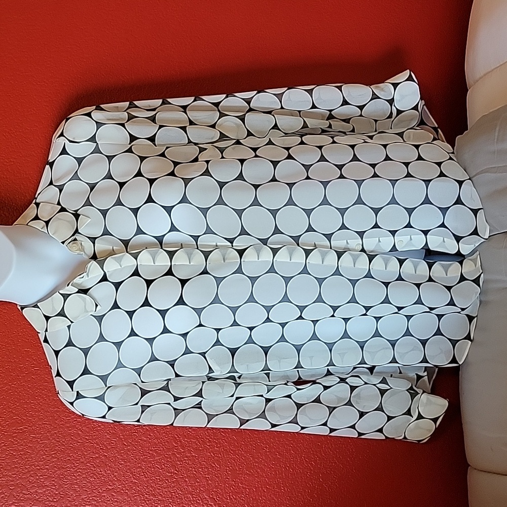 Lane Bryant Plus Size Sheer Business Casual Blouse black & white 14/16 NWT